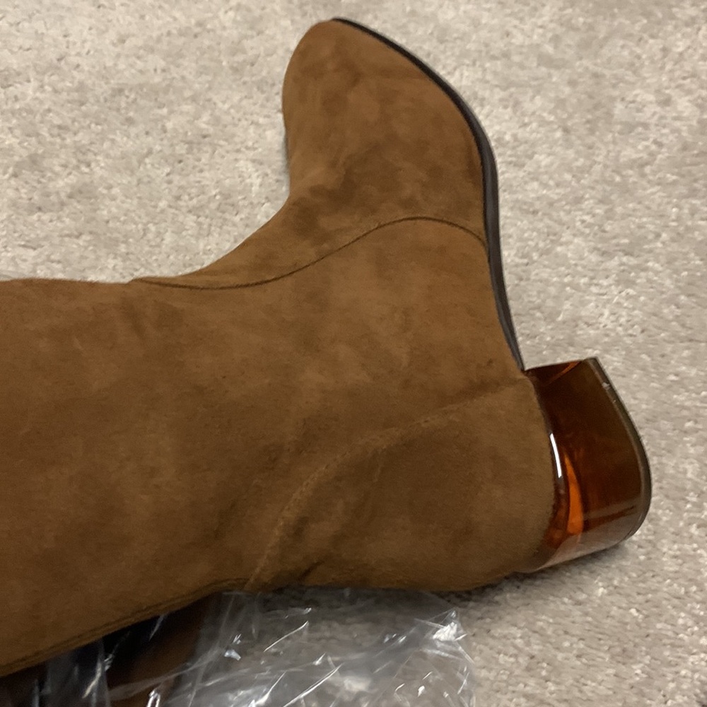 Stuart Weitzman Charlolet Coffee Stretch Suede 7.5  WORN ONE TIME w/box - Picture 7 of 11